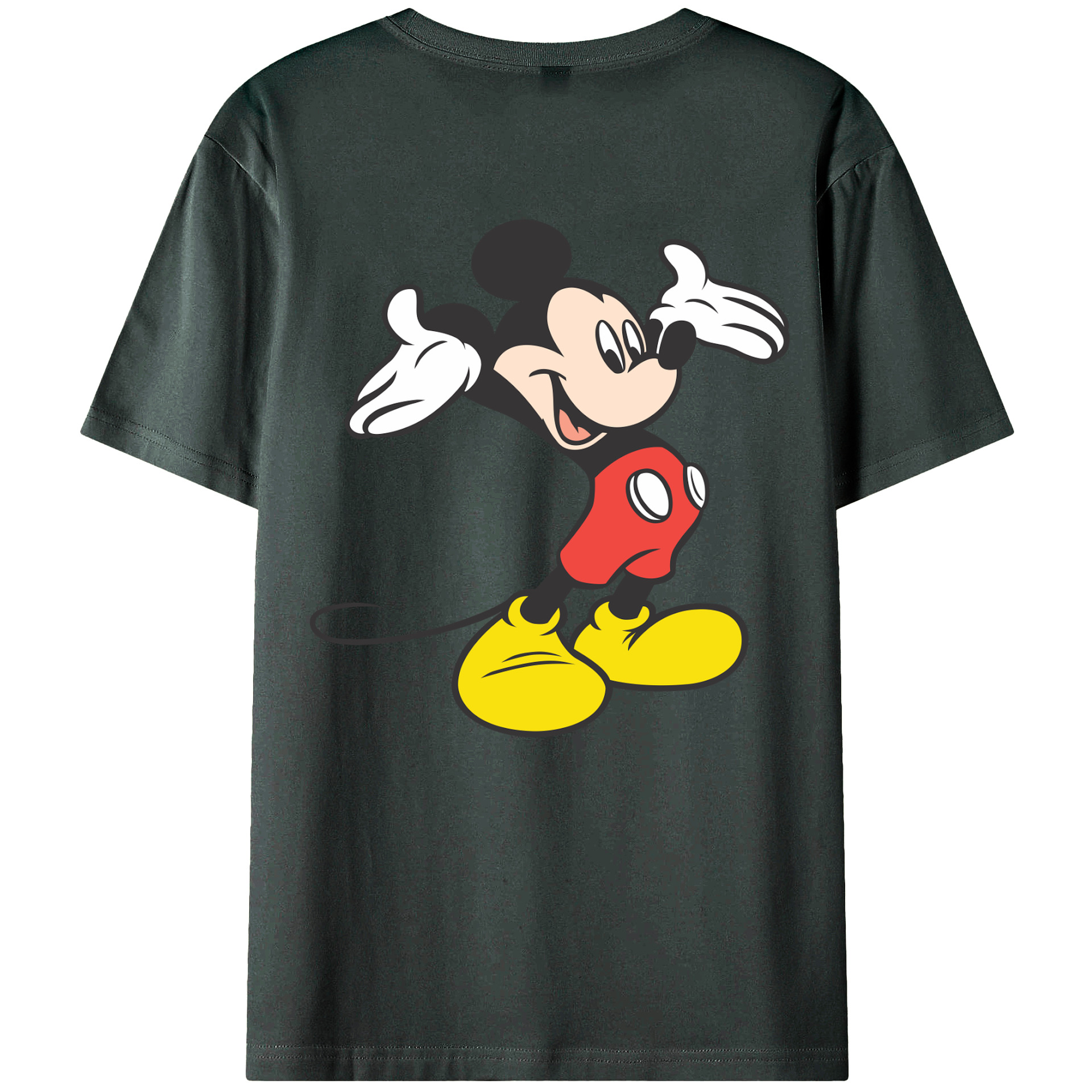ミッキーマウス Mickey Mouse 綿100％ メンズ半袖Tシャツ（バックプリント） 通気性
